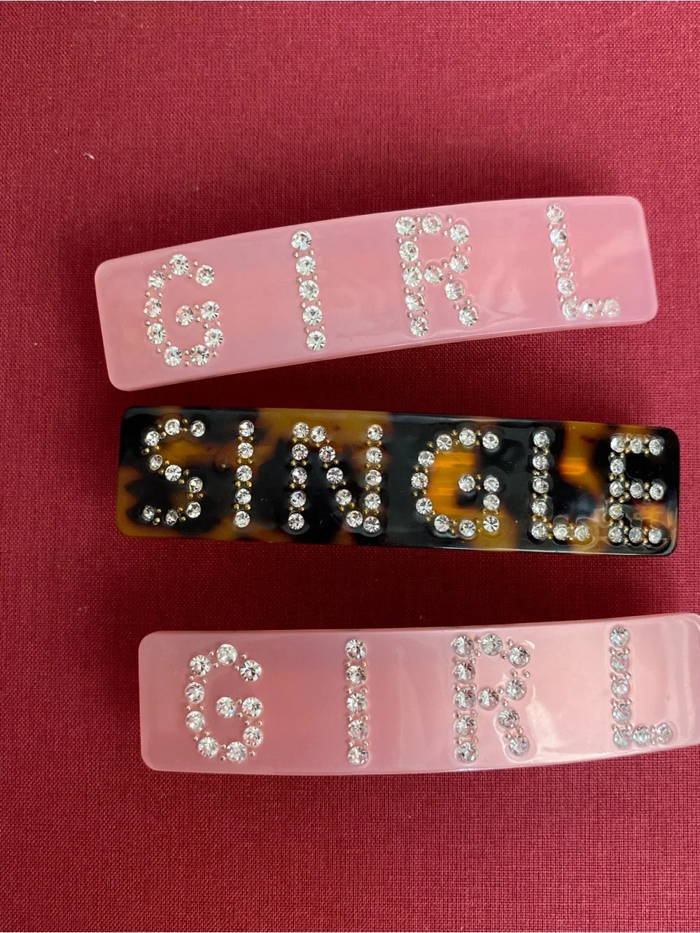 Pico Copenhagen Rhinestone Hair Clip 3 PC Set w/ the Phrases 